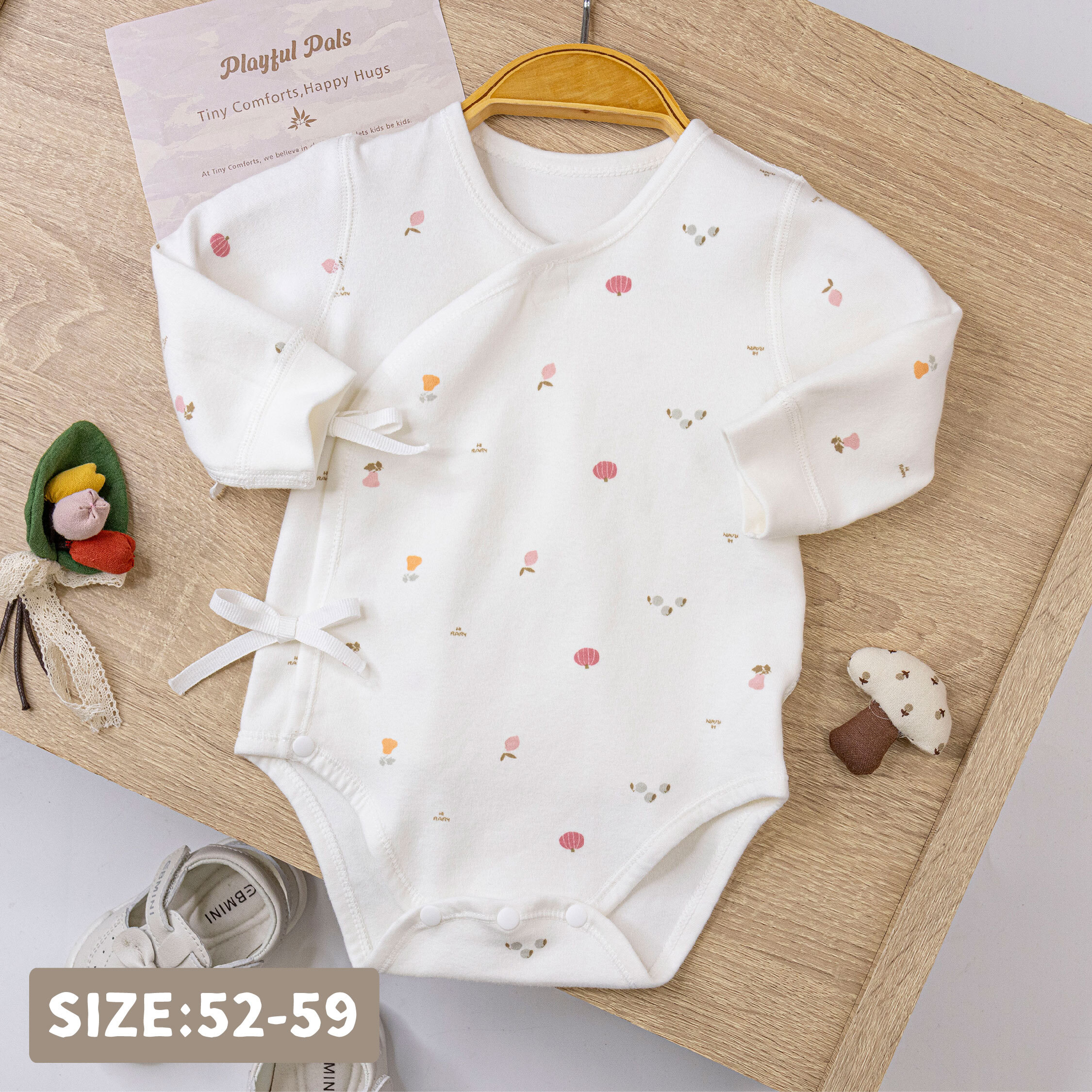 純淨系列【T3048】滿版繽紛蔬果親膚長袖包屁衣