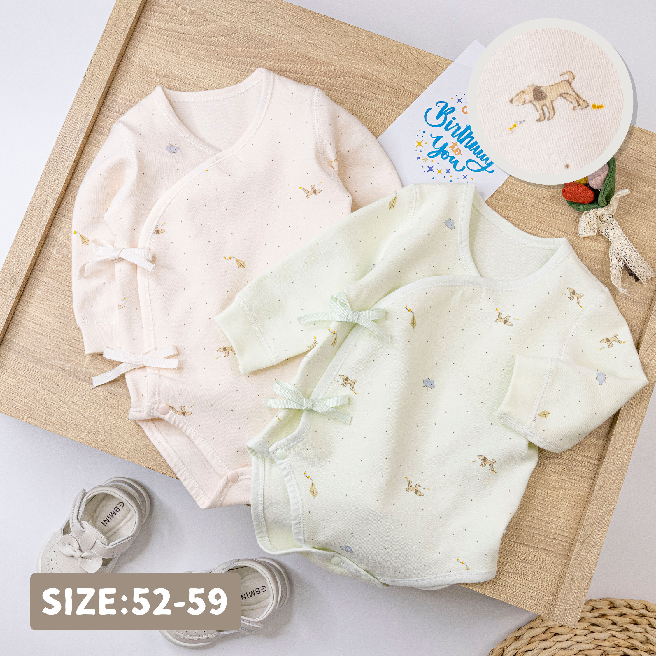 純淨系列【T3058】淘氣狗狗放風箏長袖包屁衣＊二色