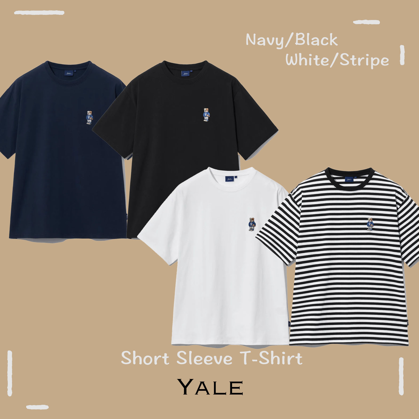 【OWN】YALE 短袖上衣 棉質 厚磅 寬鬆 舒適 夏季服飾 不分男女 黑色 海藍 白色 條紋