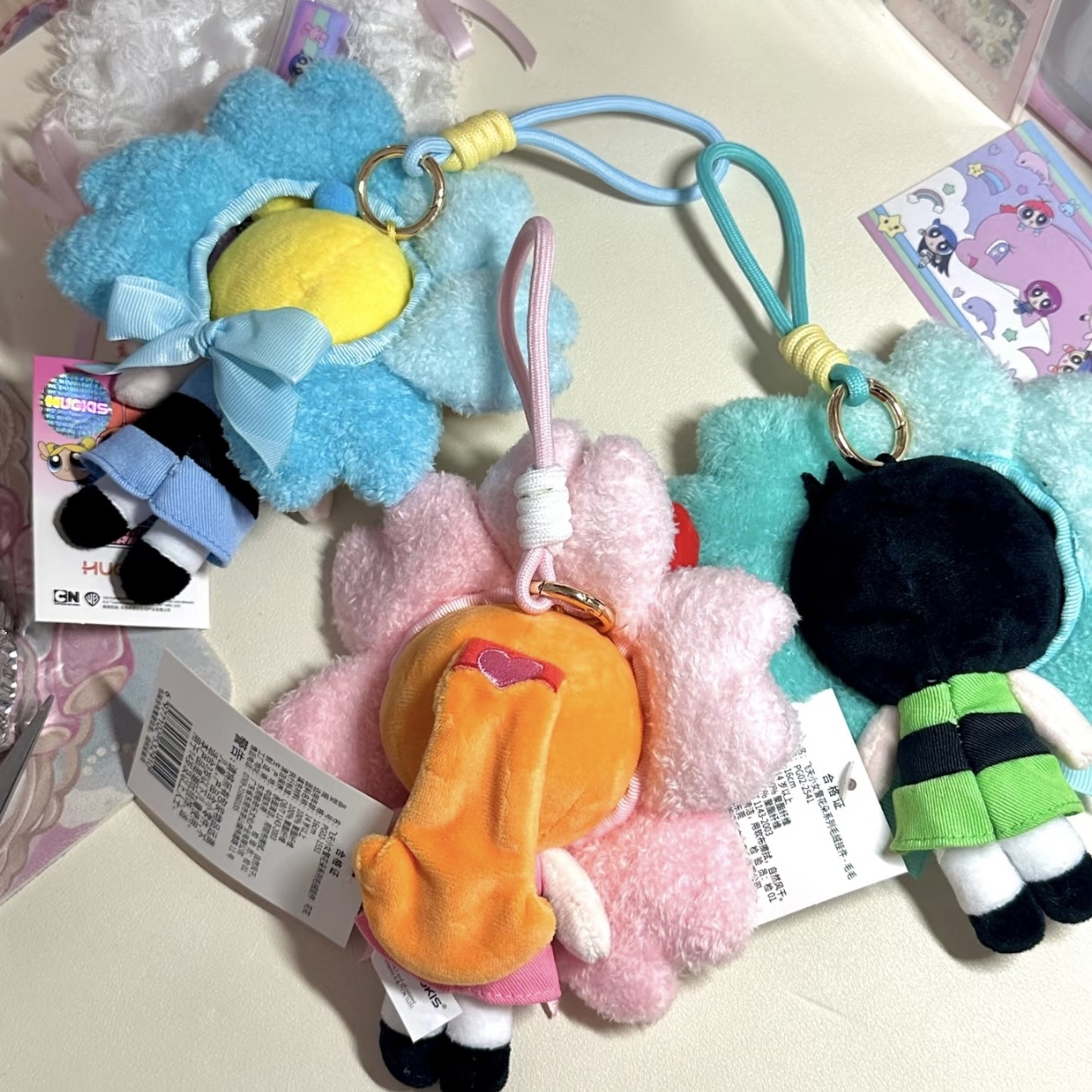 飛天小女警 花朵裝扮系列 吊飾 卡通 絨毛玩具