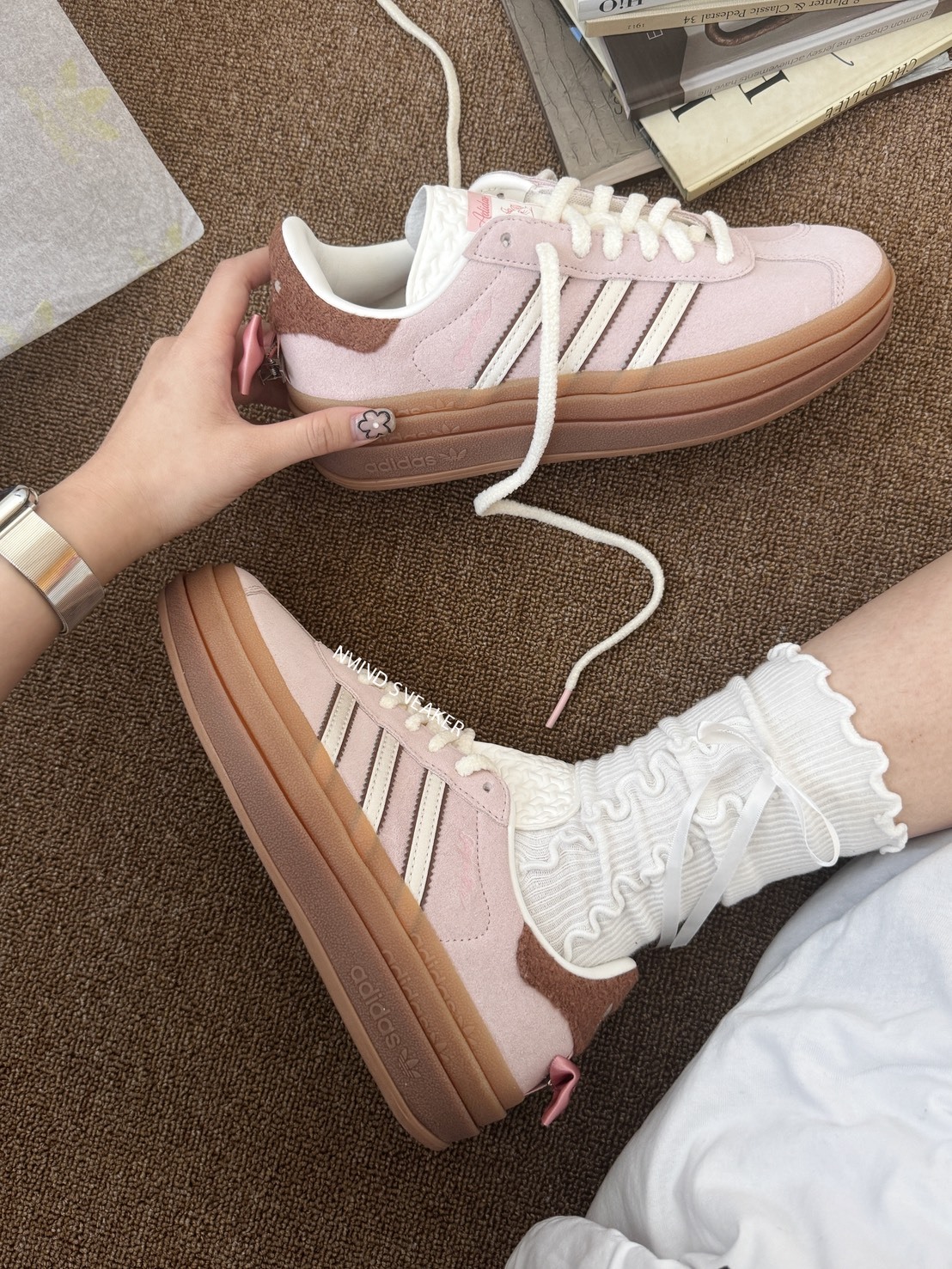 <驚喜聯名✨> Disney瑪麗貓 x Adidas Gazelle Bold 櫻花粉 焦糖厚底 蝴蝶結