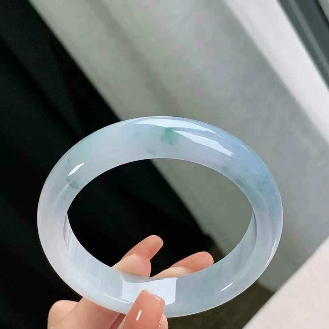 5195661 56.3mm冰紫飄花翡翠正圈手鐲 (56-58)