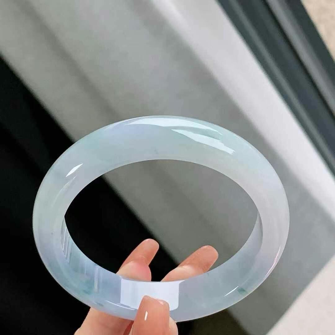 5195661 56.3mm冰紫飄花翡翠正圈手鐲 (56-58)