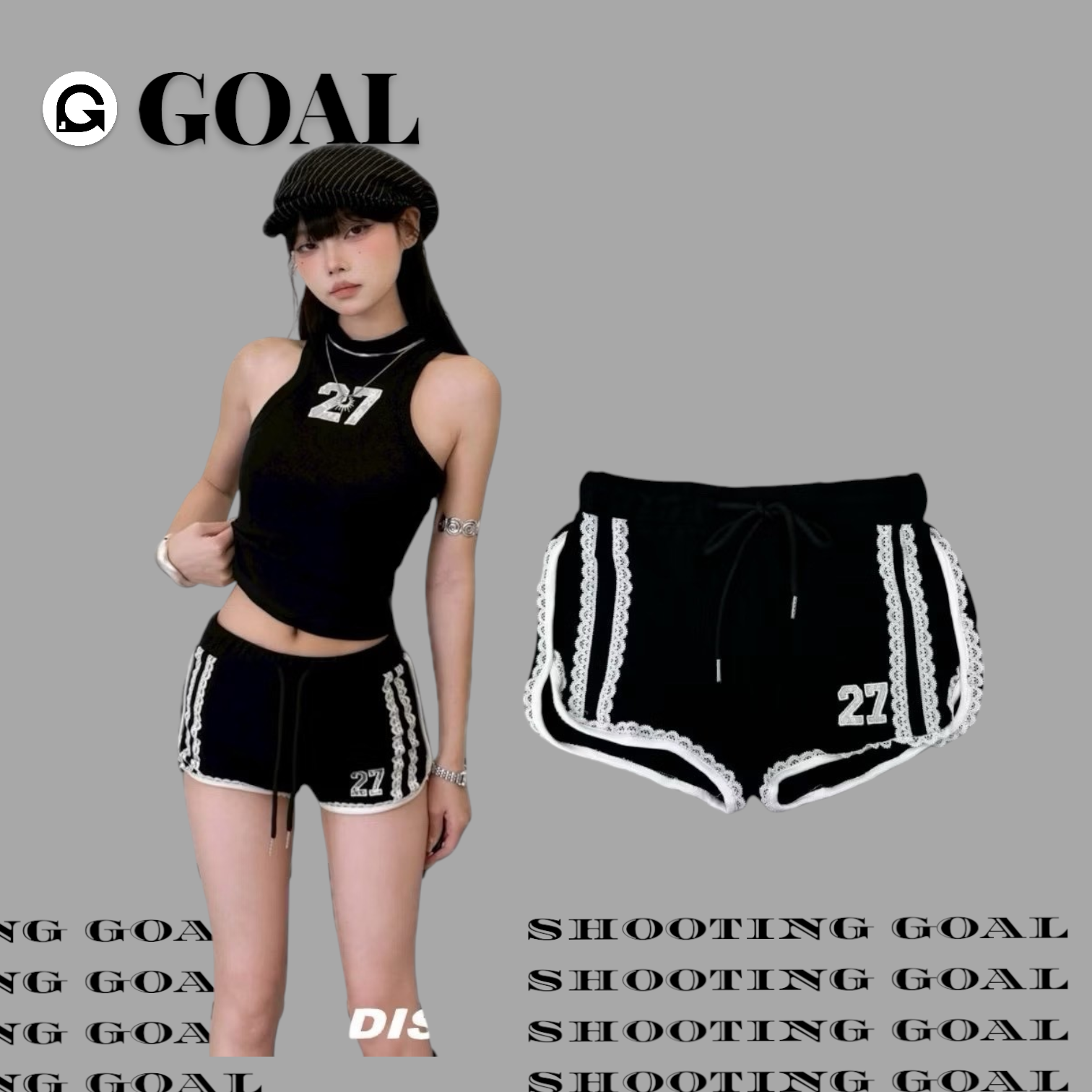 (GOAL) DCM 蕾絲 27 熱褲 數字 短褲 緊身
