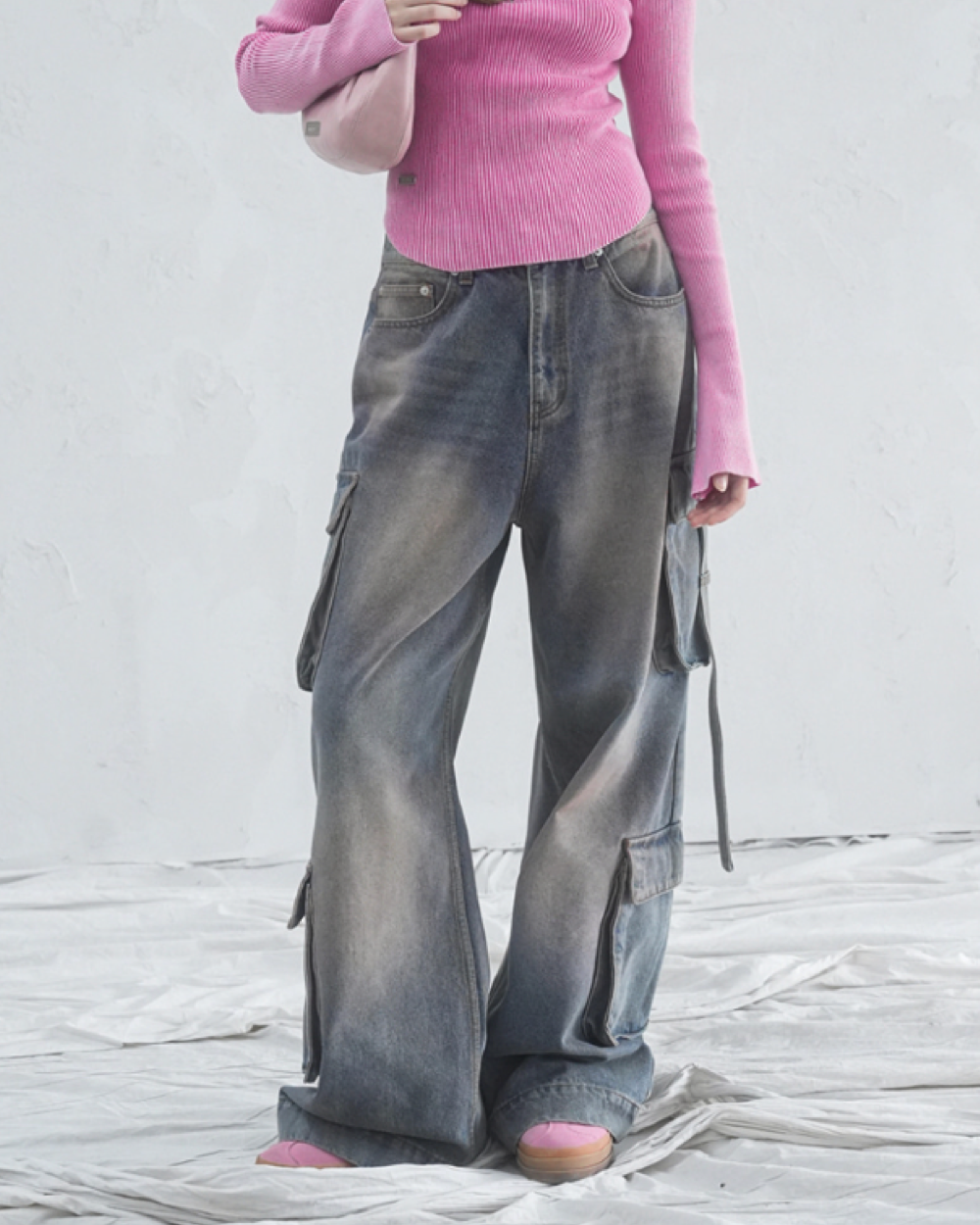 AVANDRESS Ribbon Wide Cargo Pants