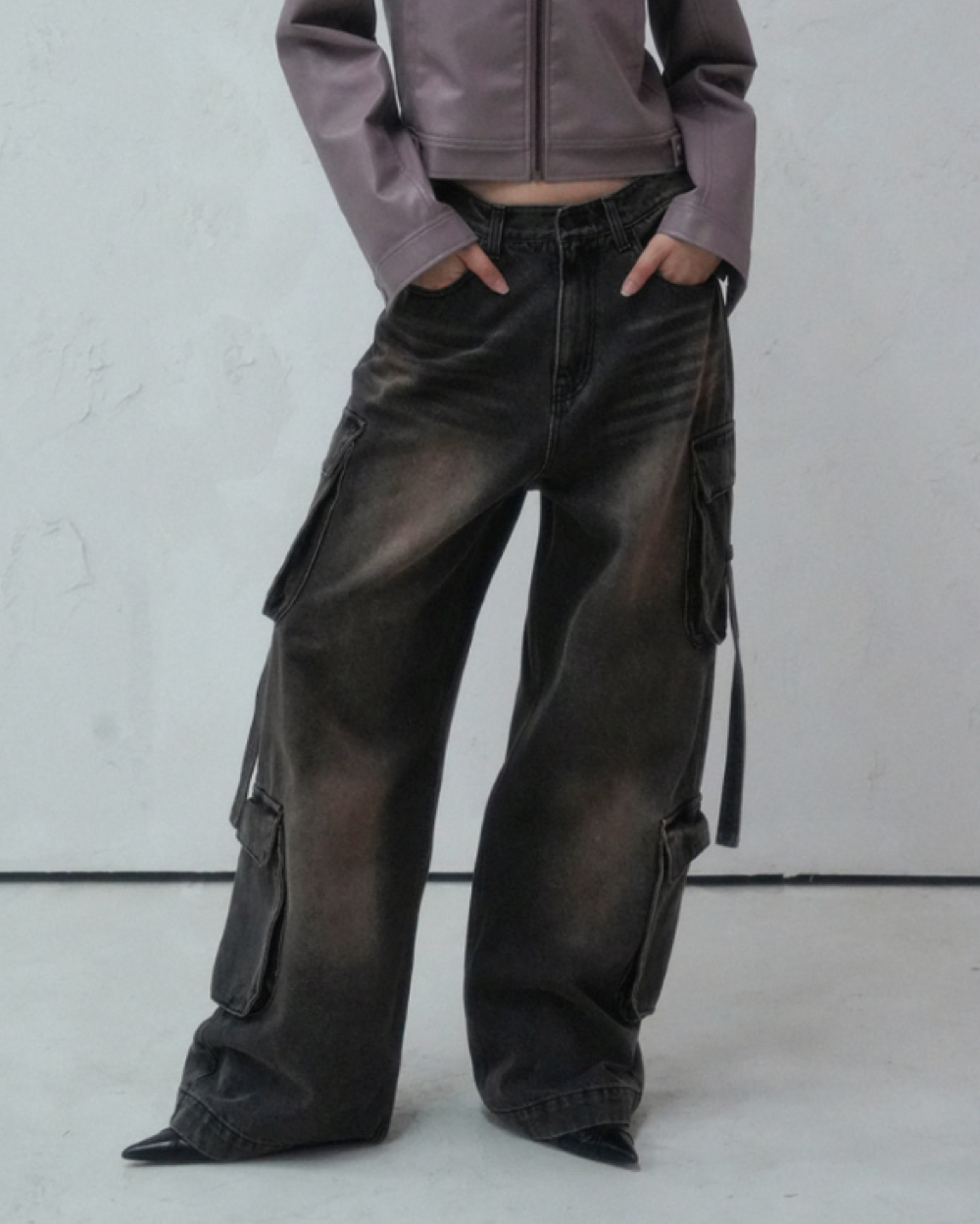 AVANDRESS Ribbon Wide Cargo Pants