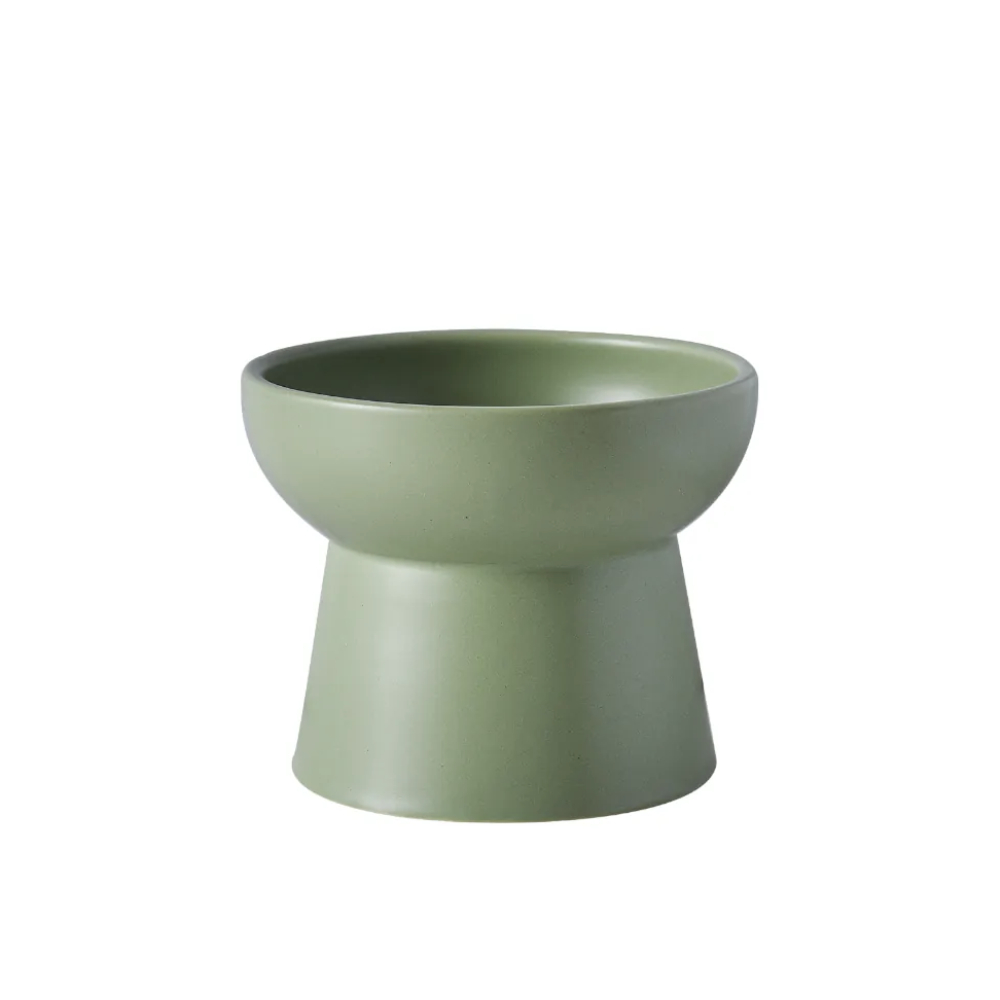 DAH - 抹茶綠高腳陶瓷餵食碗 (H10cm)