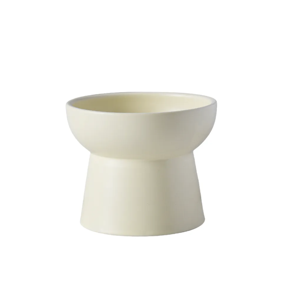 DAH - 忌廉黃高腳陶瓷餵食碗 (H10cm)