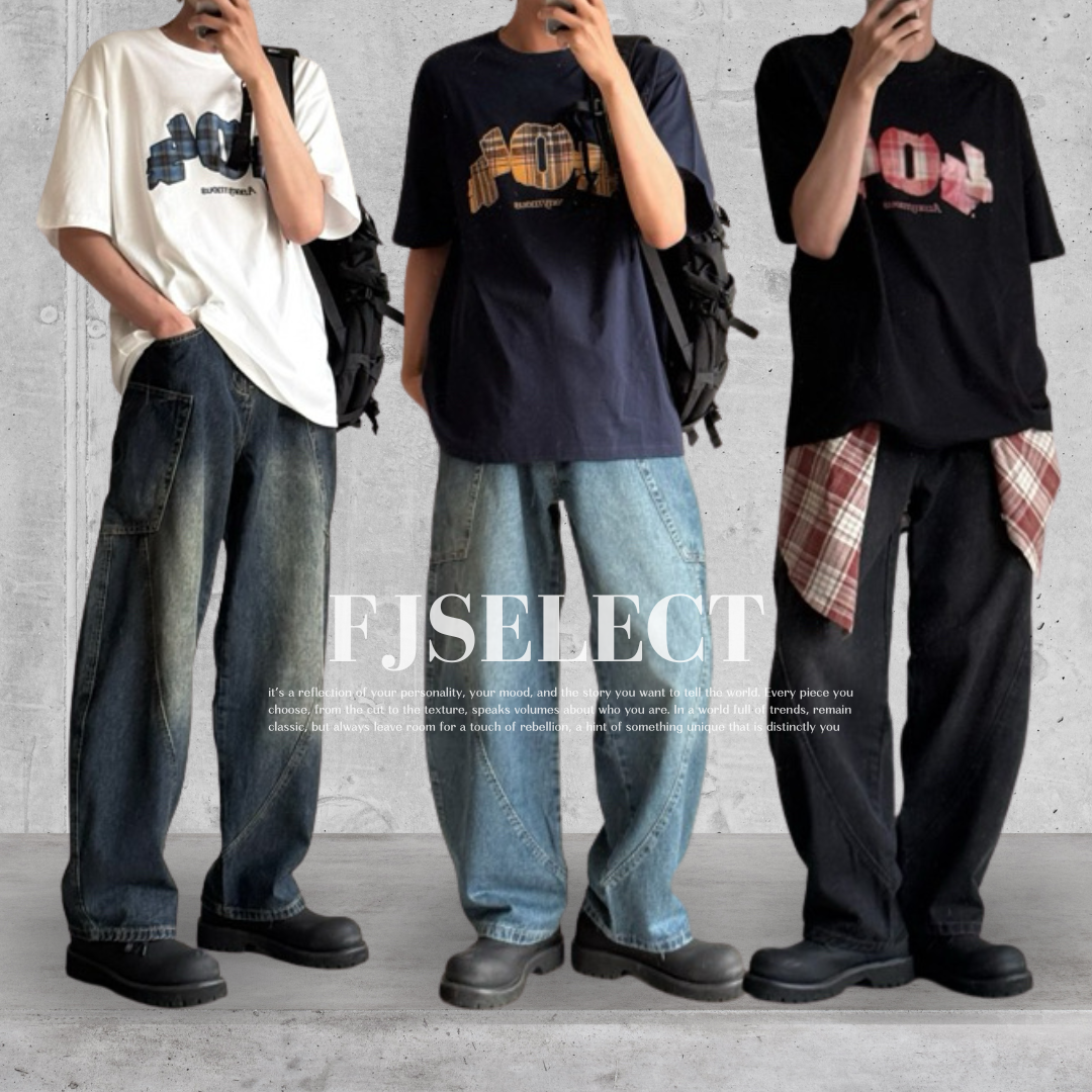 （現貨） NJ136 韓系工裝結構分割線彎刀褲