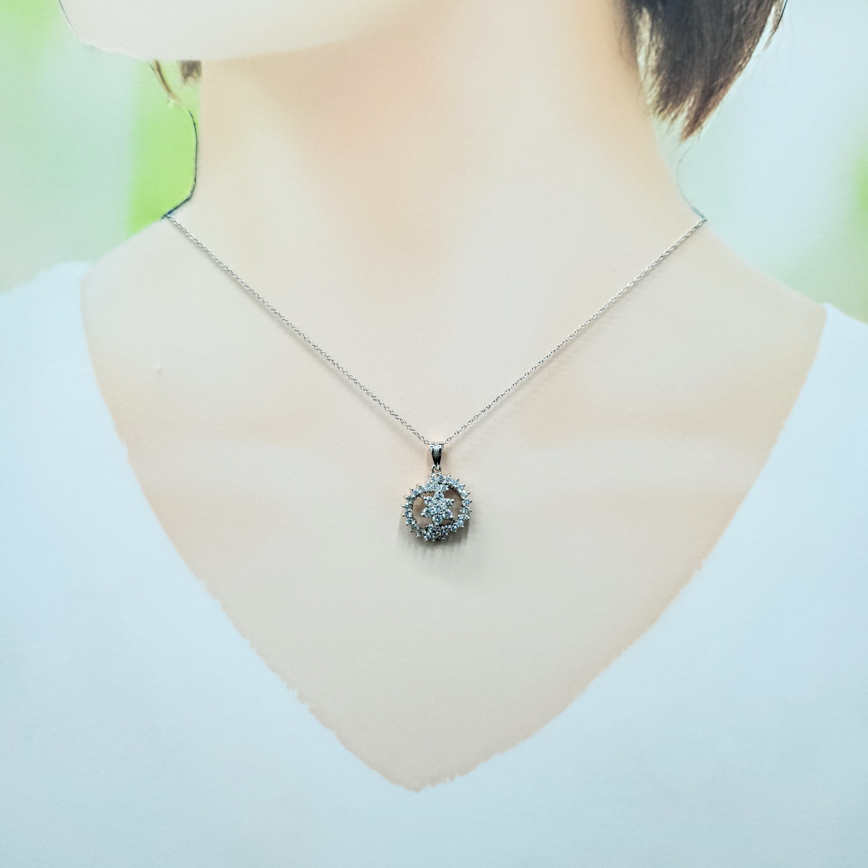 18K White Gold 0.68ct Diamond Pendant