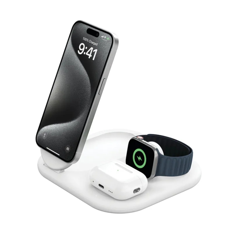 Belkin BoostCharge Qi2 3合1 可折疊磁吸充電板 15W 包括36W充電器 + Cable