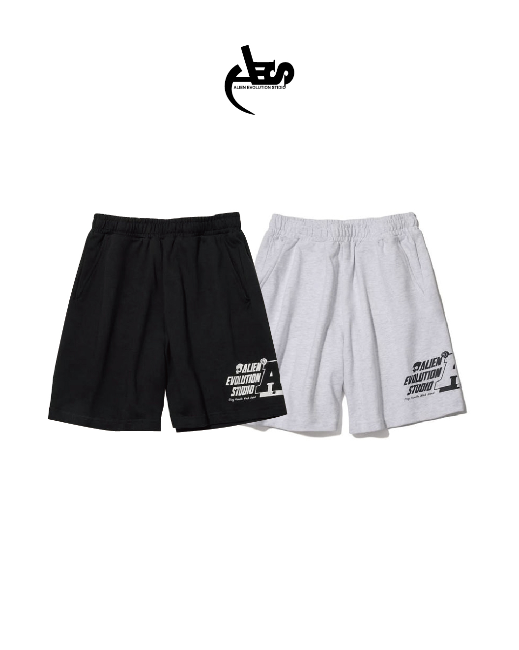 AES 棉短褲 灰/黑 25 S/S Burning a Knee-High Cotton Shorts