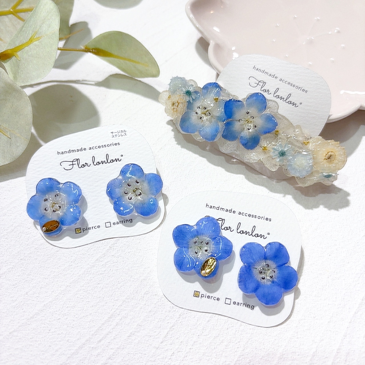 [手作] 粉蝶花耳環/髮夾