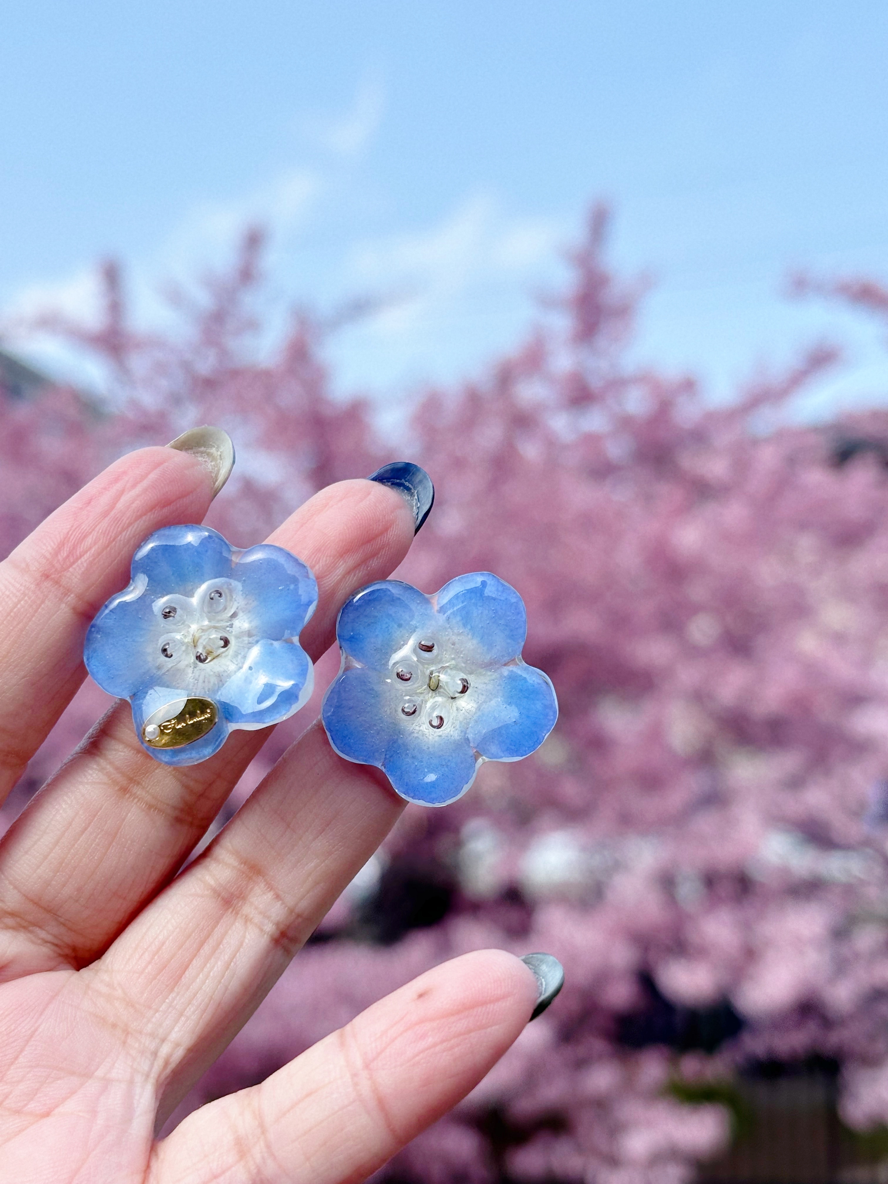 [手作] 粉蝶花耳環/髮夾