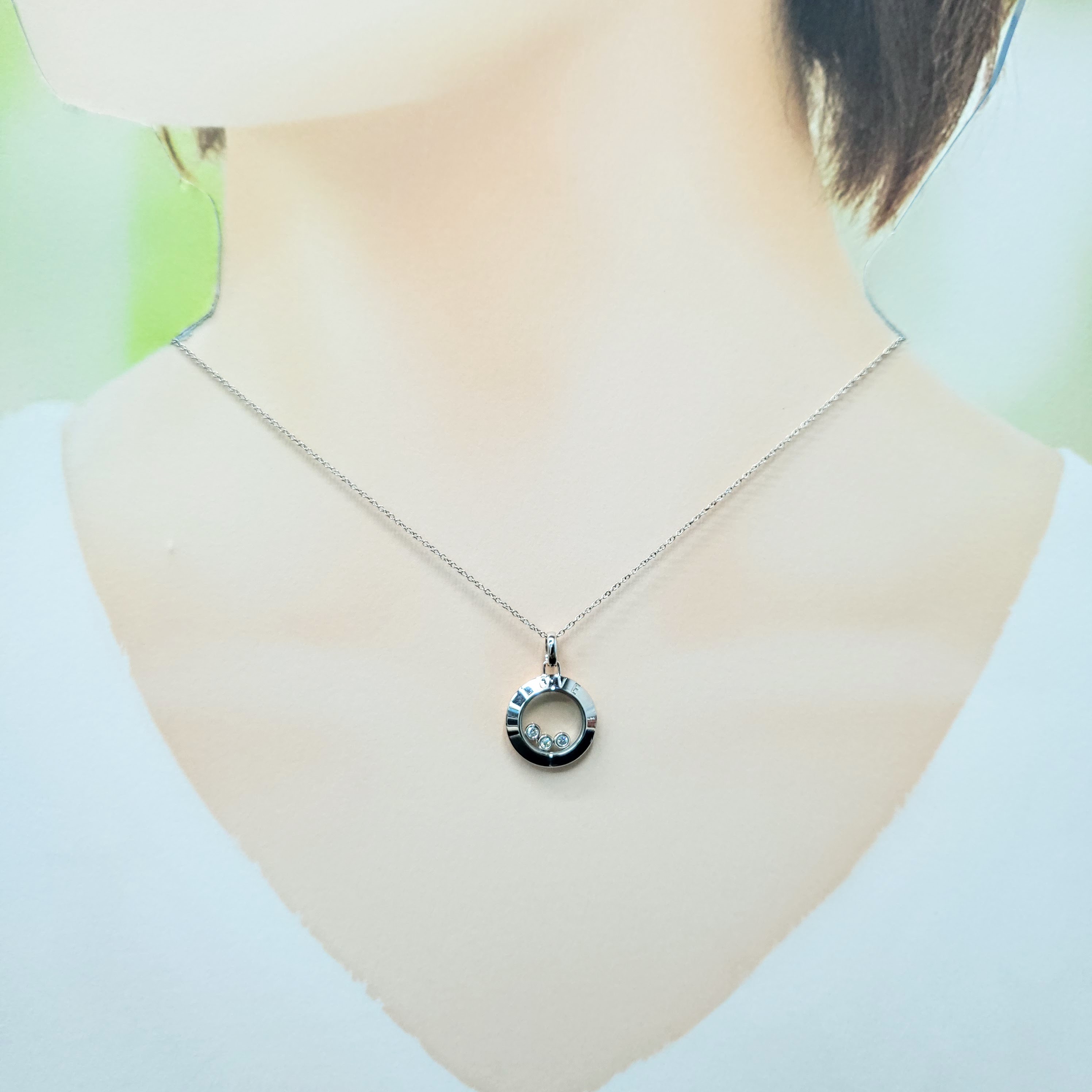 全新18K白金6份鑽石吊墜