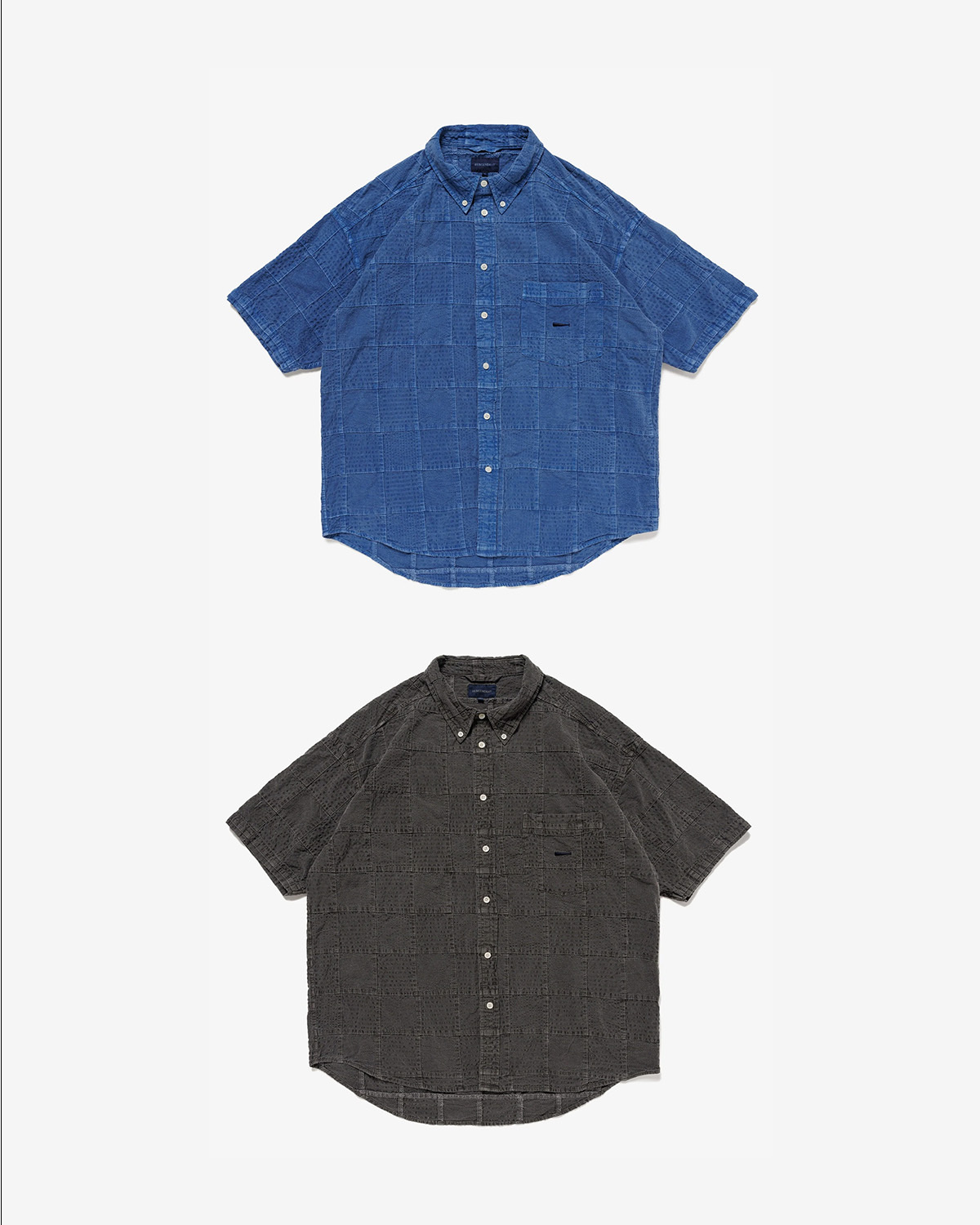 [現貨] DESCENDANT SS25 DISTRIBUTION PATCHWORK SS SHIRT PIGMENT DYE | (Blue / Gray)
