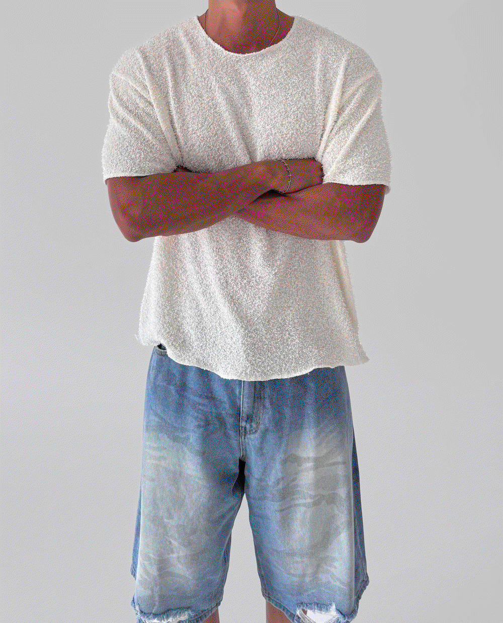 Rossum夏季泡泡紗短袖針織衫