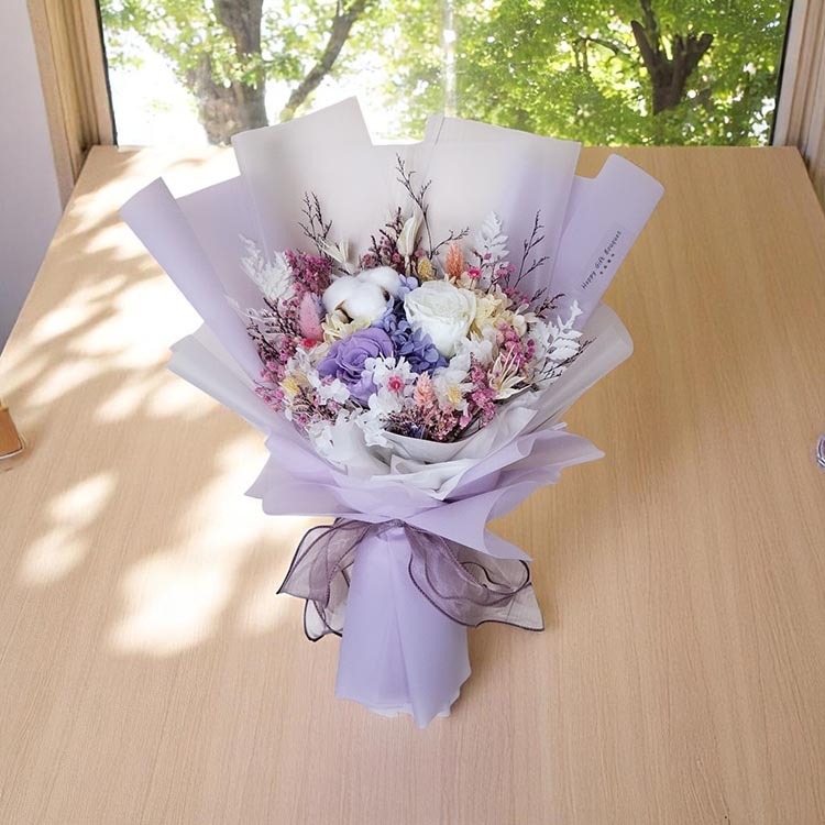 淺紫色永生花束,preserved flower bouquet