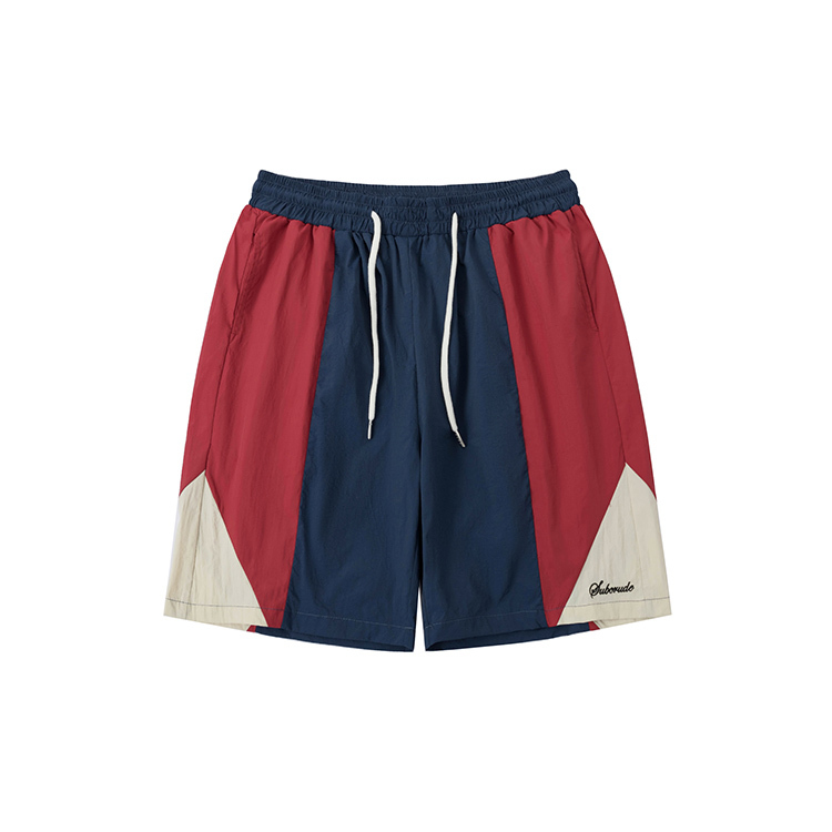 美式復古尼龍短褲 拼接設計