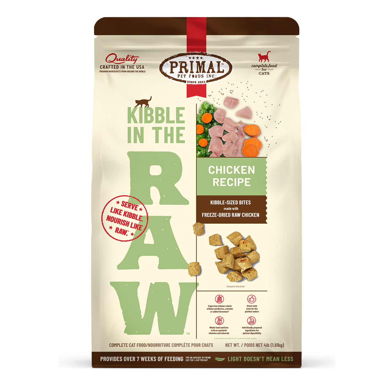 [新產品試食限時優惠] Primal – Kibble in the Raw 粗磨凍乾雞肉配方 Chicken Formula 4lb (大)