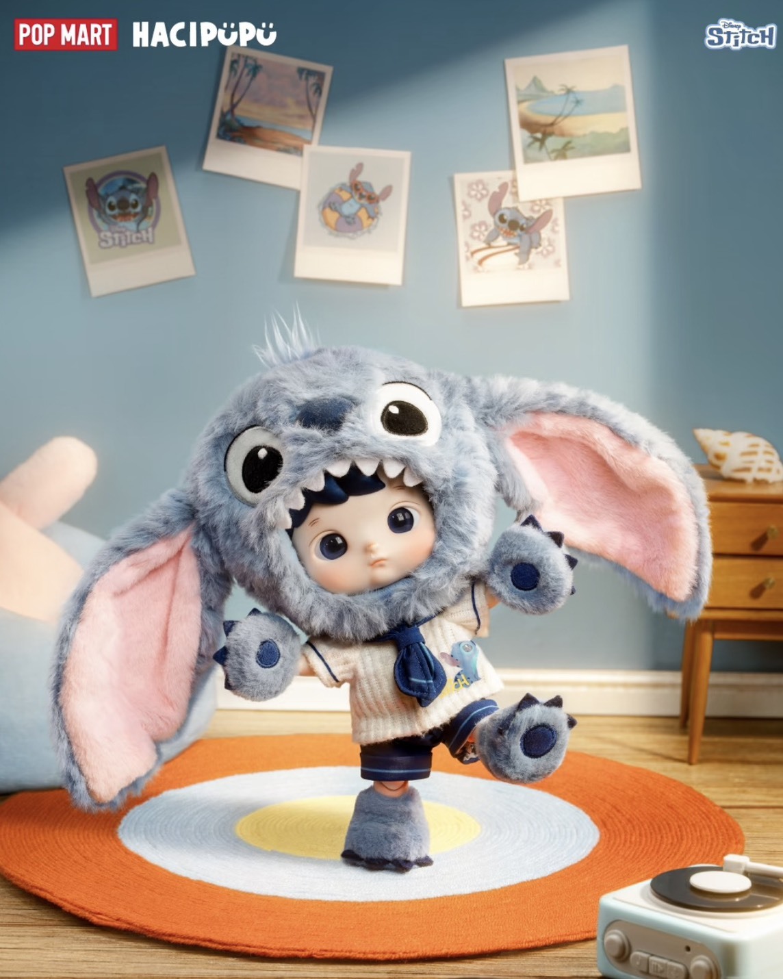 迪士尼 × POP MART 泡泡瑪特 聯名 HACIPUPU 史迪奇 1/8 絨毛公仔