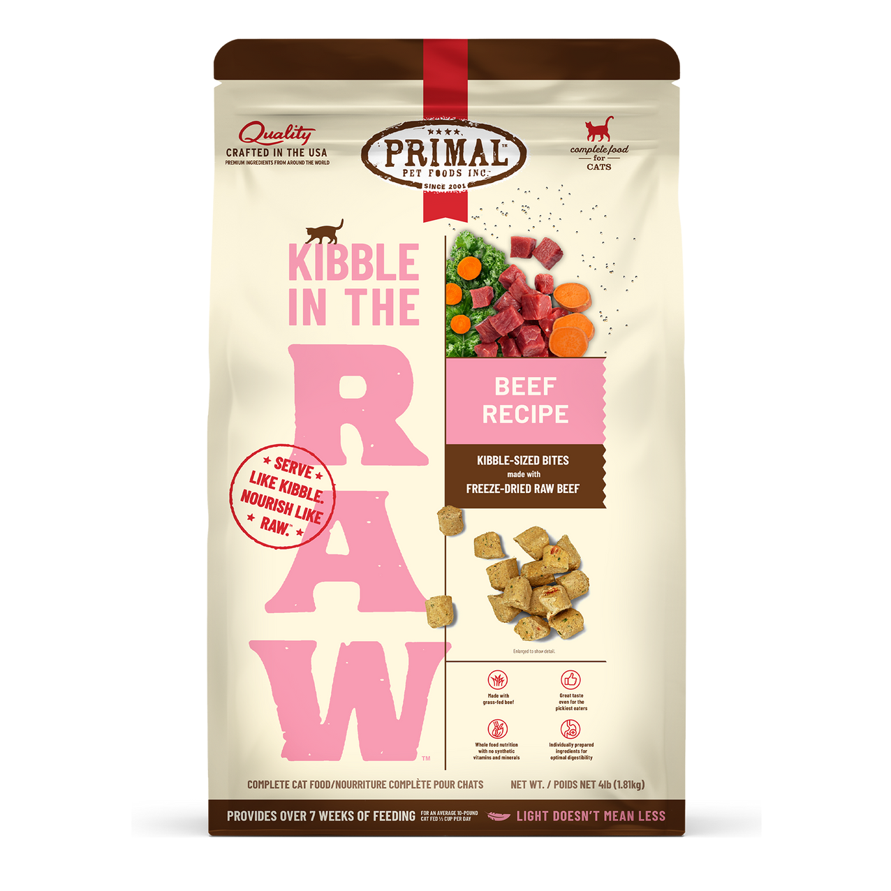 [新產品試食限時優惠] Primal – Kibble in the Raw 粗磨凍乾牛肉配方 Beef Formula 4lb (大)