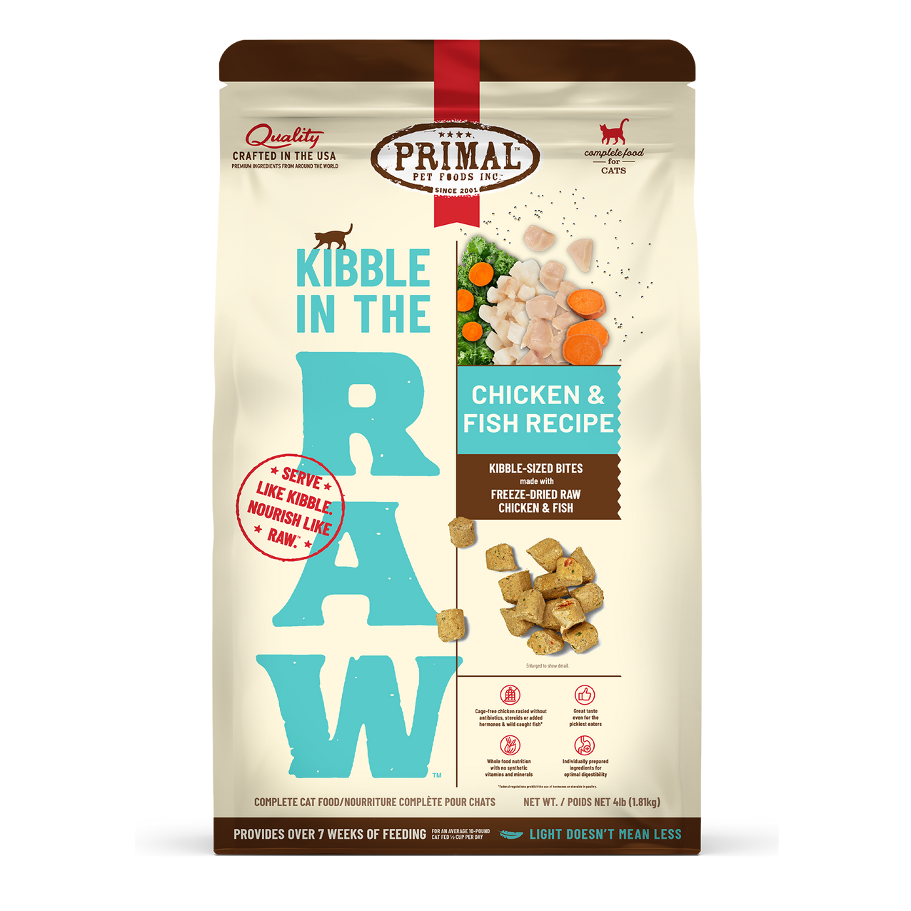 [新產品試食限時優惠] Primal – Kibble in the Raw 粗磨凍乾雞魚配方 Chicken & Fish Formula 4lb (大)