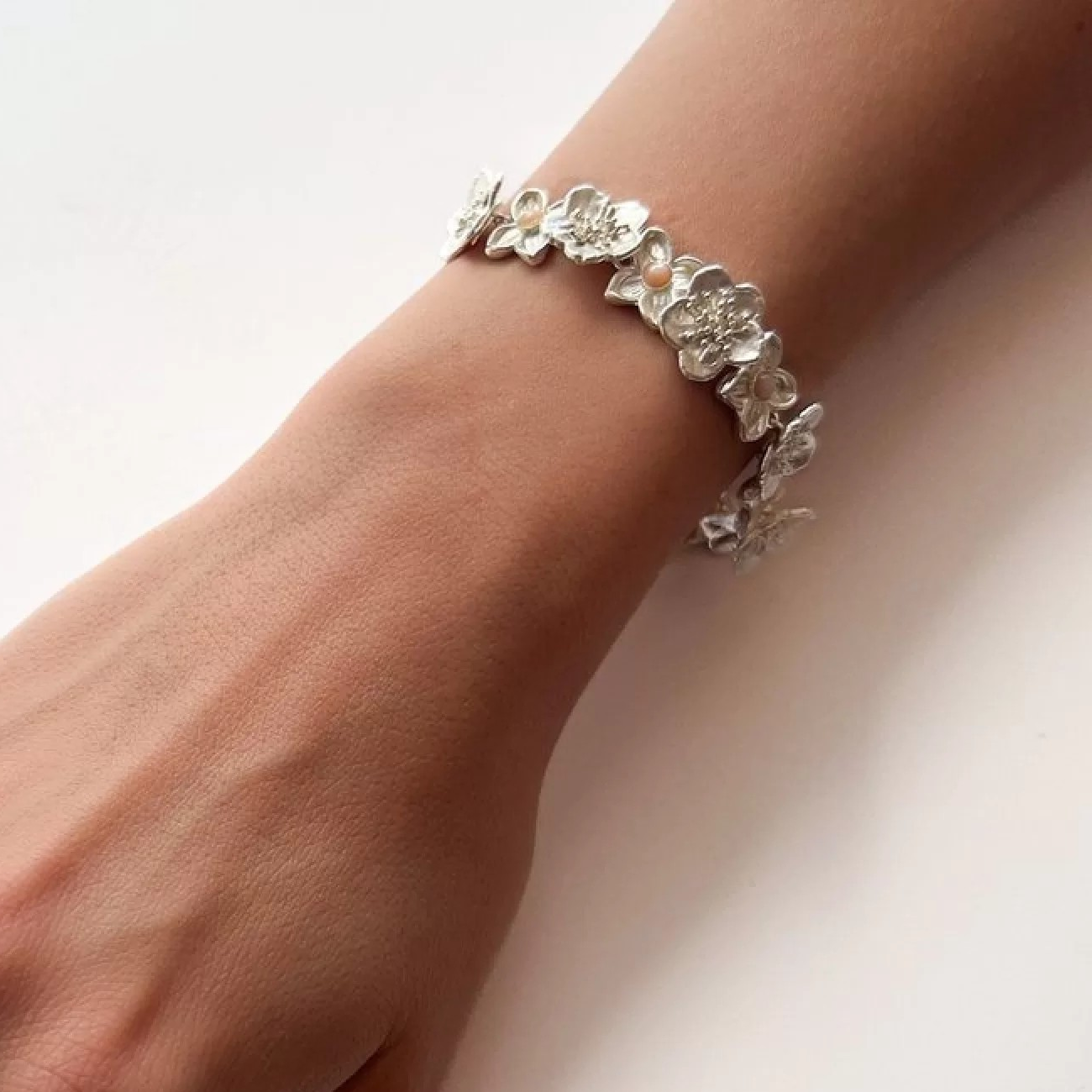 1TA0524-402 THALLO Artemis Bracelet Statement Sterling Silver Pink Mop #s280b (A-EU-E)