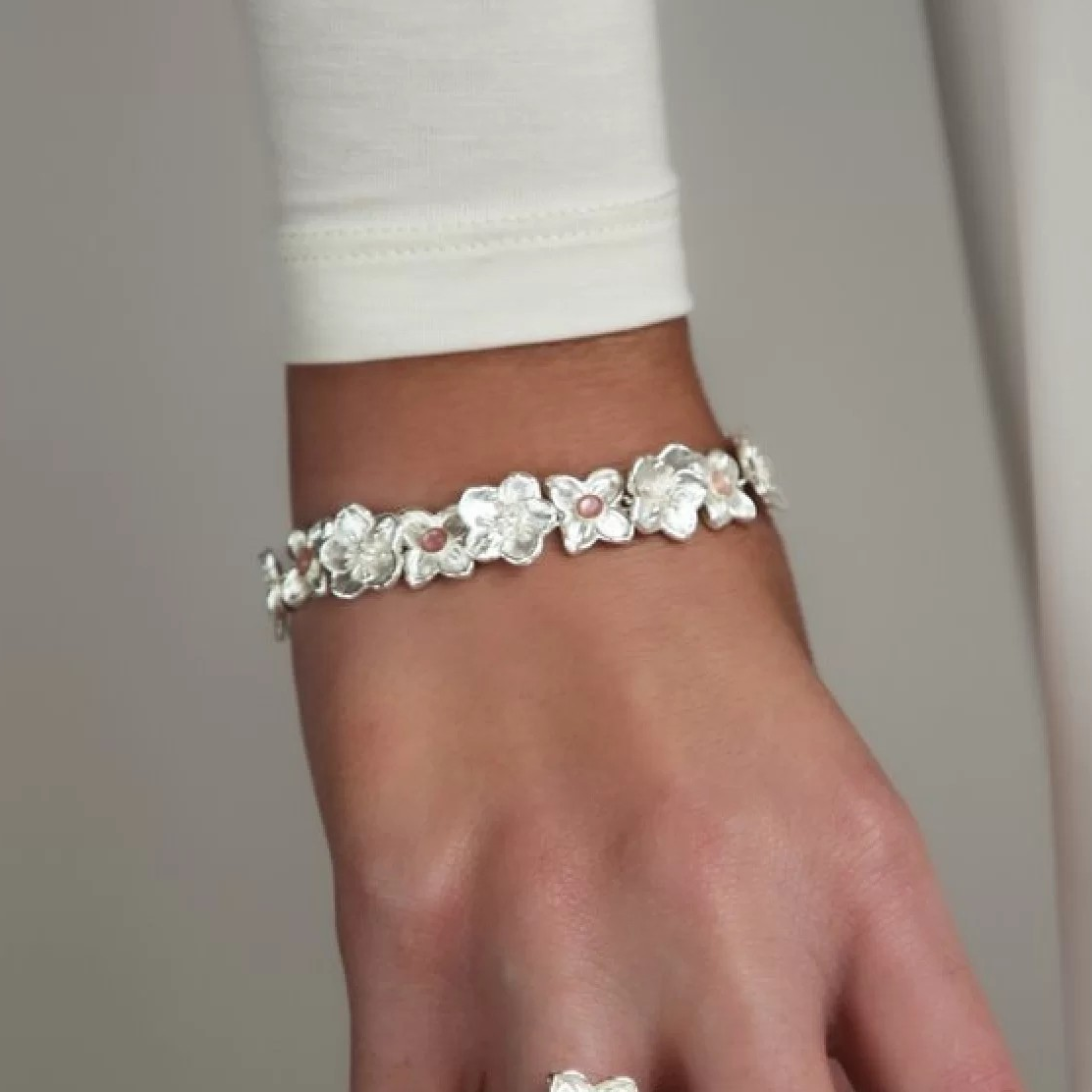 1TA0524-402 THALLO Artemis Bracelet Statement Sterling Silver Pink Mop #s280b (A-EU-E)