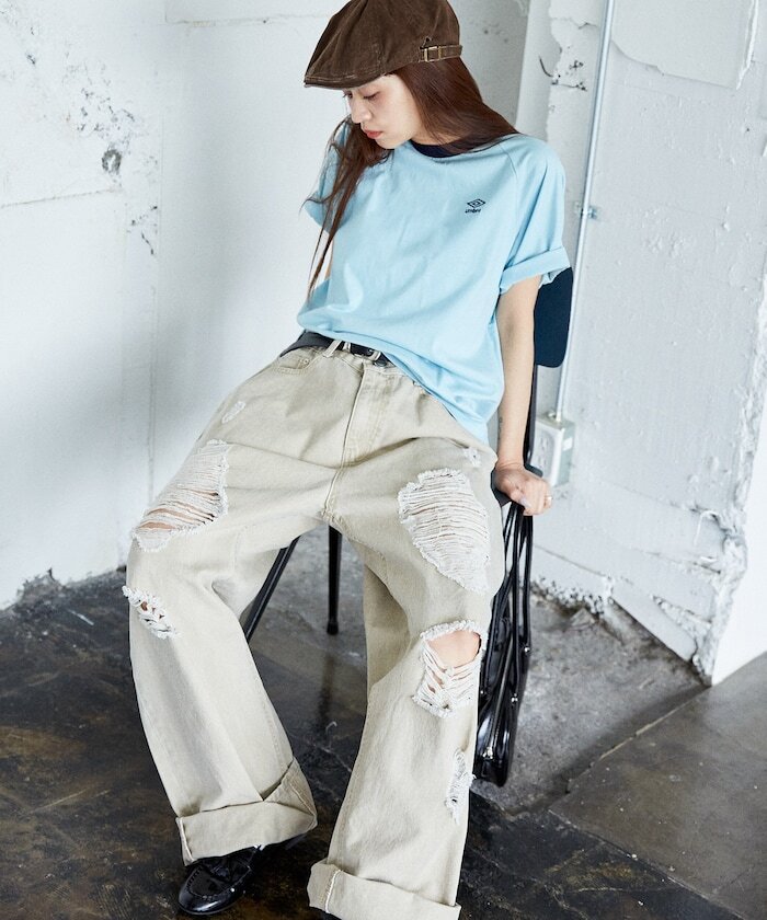 『代購商品』2025SS UMBRO Ringer T-shirt with one-point embroidery 小LOGO 短T 3223394400005