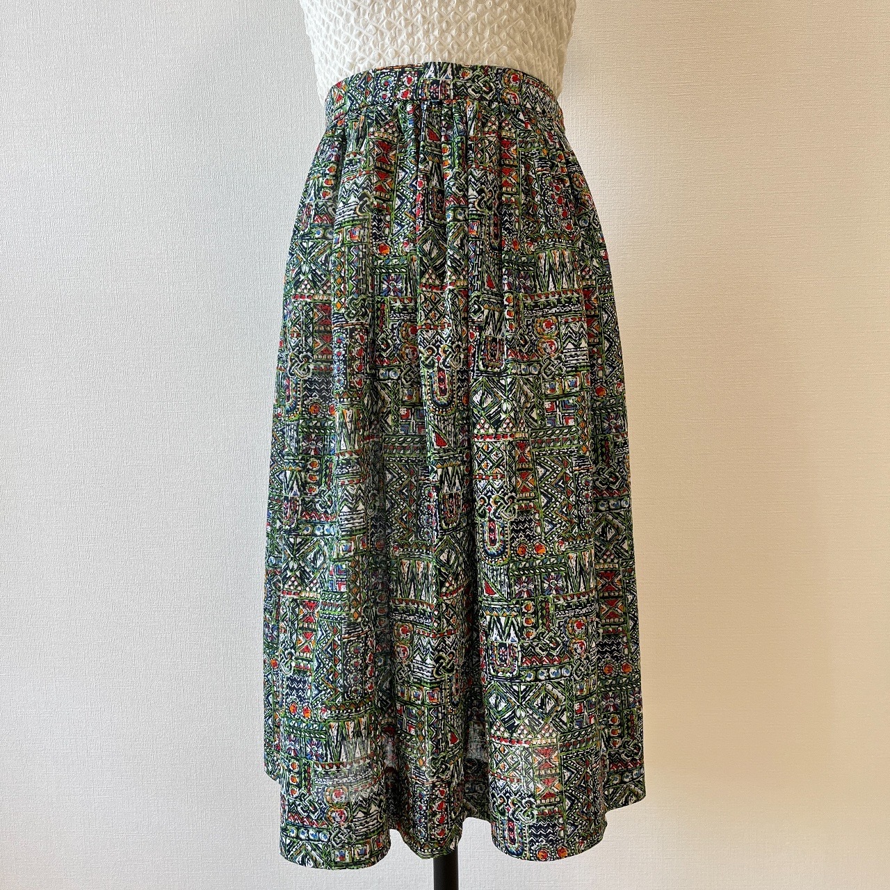 綠色民族風圖案半身裙