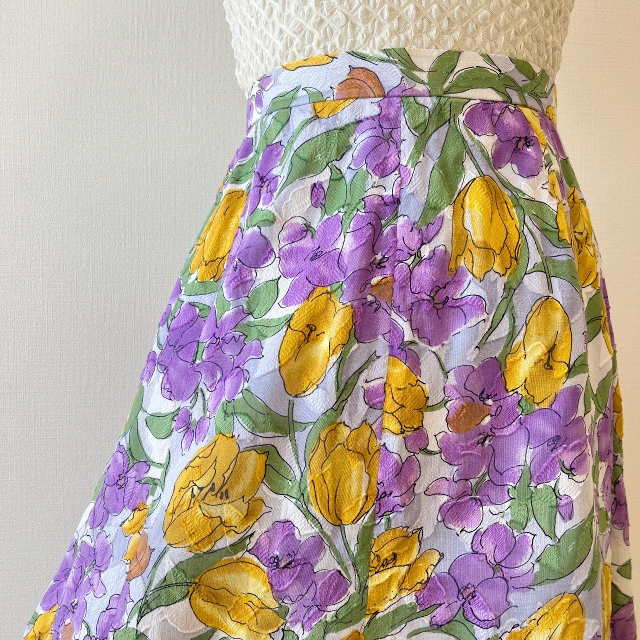 春季活力花卉圖案半裙