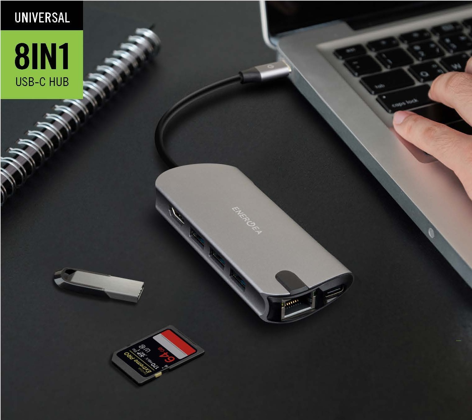 ENERGEA AluHub HD Pro 60Ｗ 8-in-1 鋁合金充電集線器