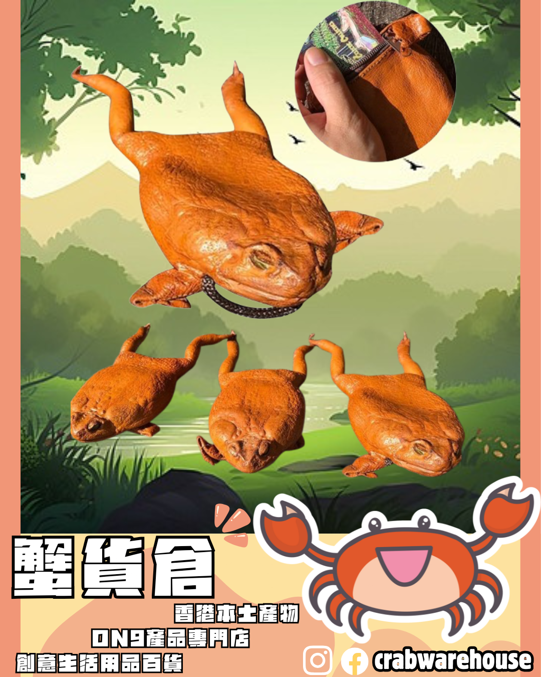 仿真蛤乸青蛙銀包| 嚇9朋友系列| 蛤蟆乳膠包包| 真係咁大隻蛤乸隨街跳 |呱呱呱斜孭小包