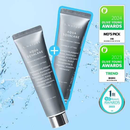 S.NATURE Aqua Squalane Moisturizing Cream 60ml+60ml (+Serum 10ml)