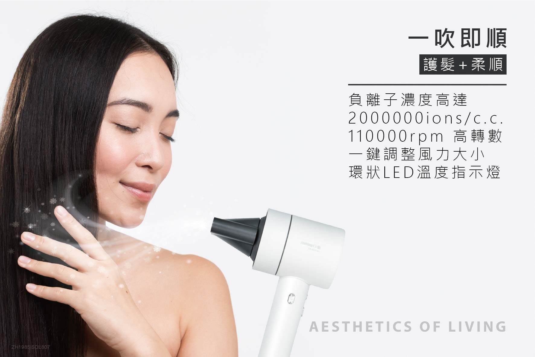 日象 變速負離子吹風機 ZS-SD5161 陶瓷白