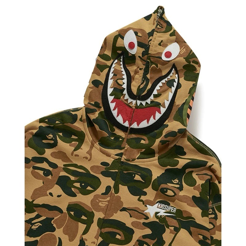 2025SS A BATHING APE BAPE KIDSUPER CAMO SHARK FULL ZIP HOODIE 聯名 鯊魚 外套 現貨 1L23115909