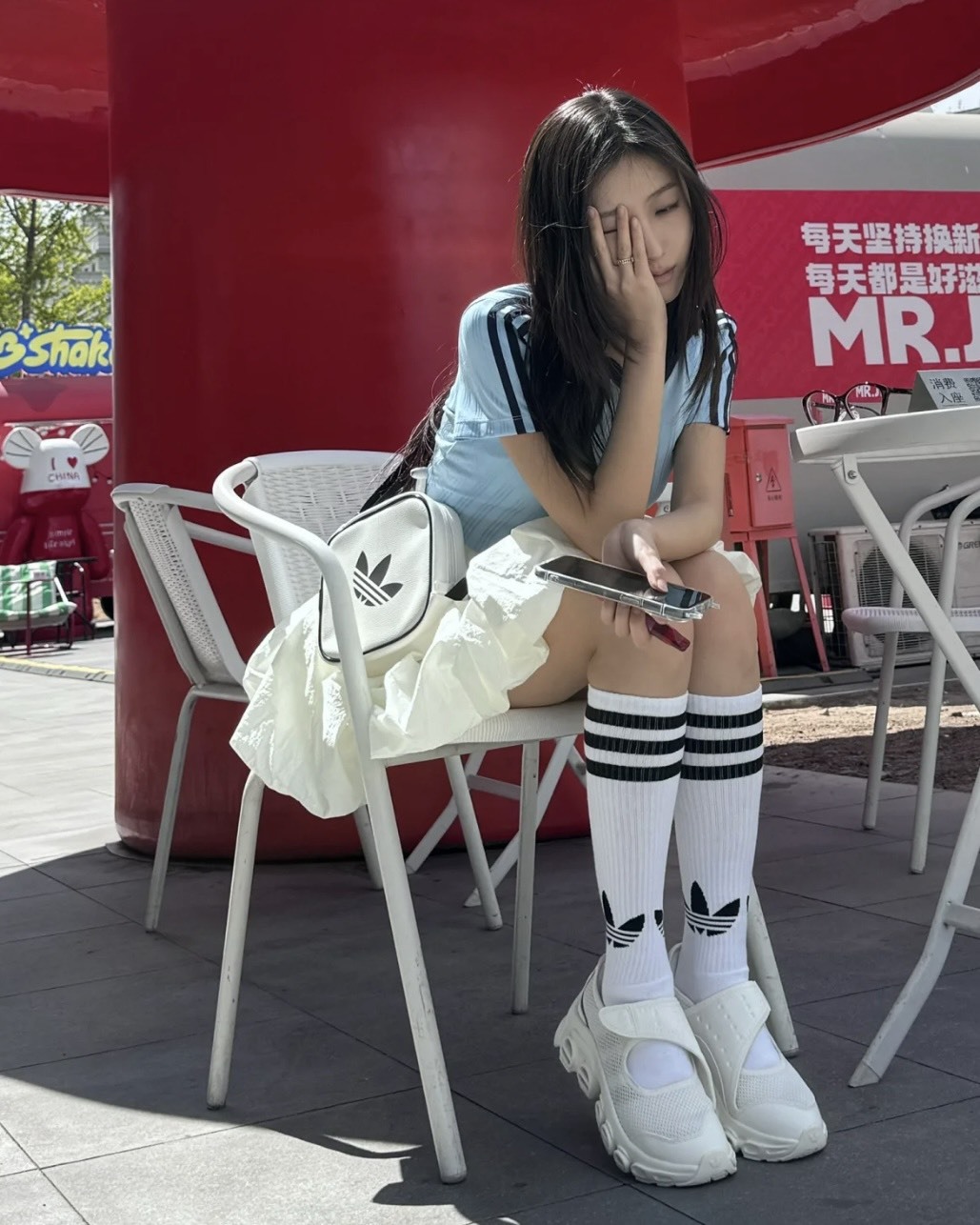 <快速出貨> Adidas 方方斜背包 白