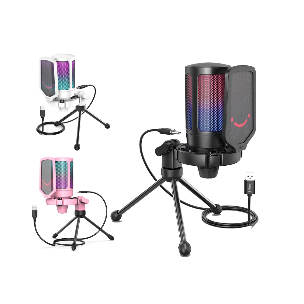 FIFINE A6V USB心型指向電容式RGB麥克風 台灣總代理保固