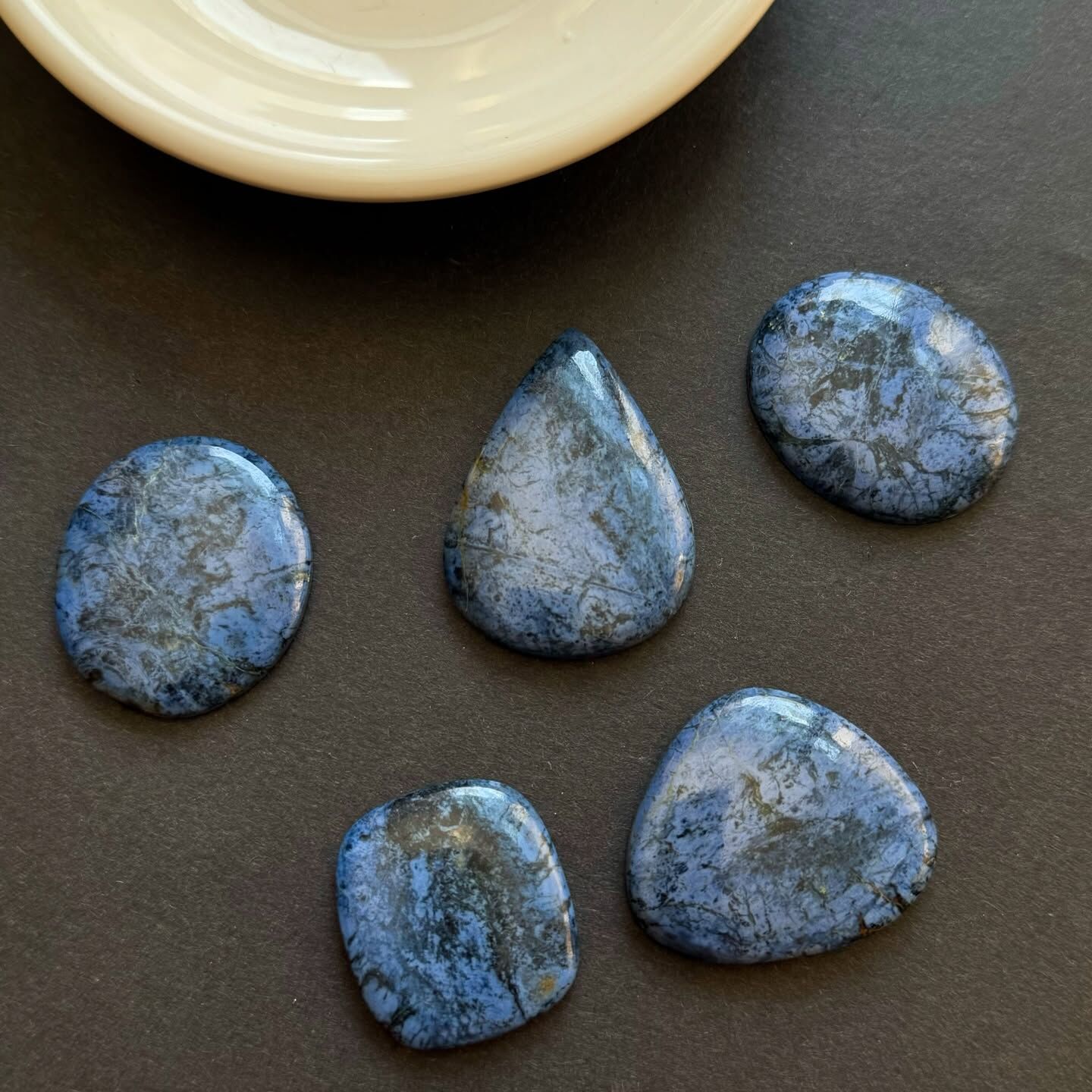 [原石] 藍線石 水晶墜面 水晶蛋面