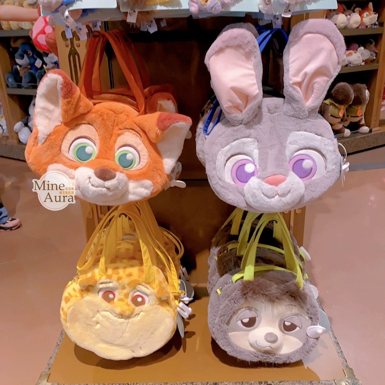 動物方城市 Zootopia 絨毛 大頭 造型 手提包 托特包 -上海迪士尼樂園