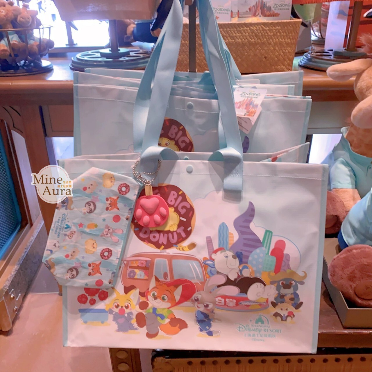 動物方城市 Zootopia 圖案 手提 環保袋 購物袋 附收納袋 -上海迪士尼樂園