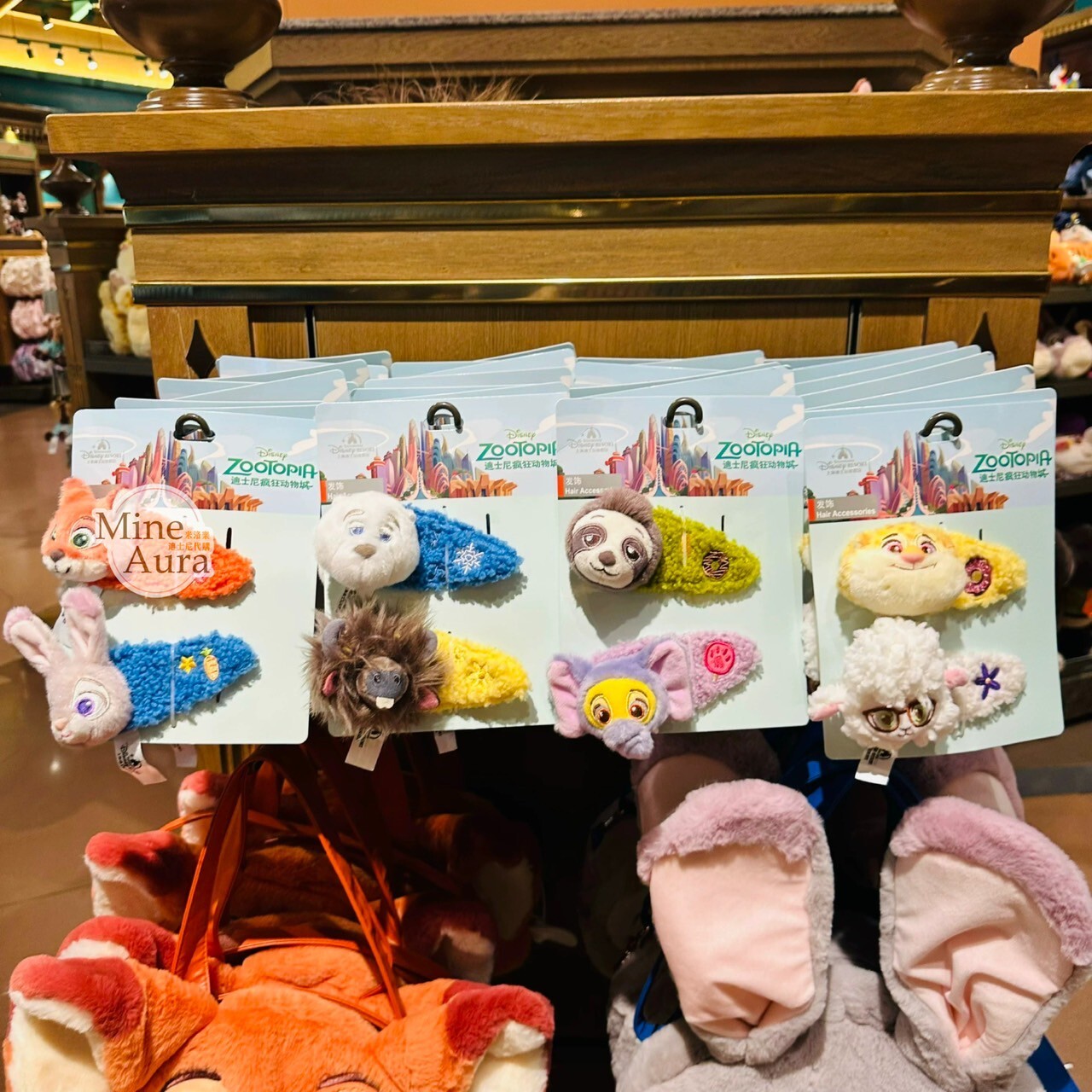動物方城市 Zootopia 絨毛 大頭 造型 髮夾 髮飾 2入組 -上海迪士尼樂園