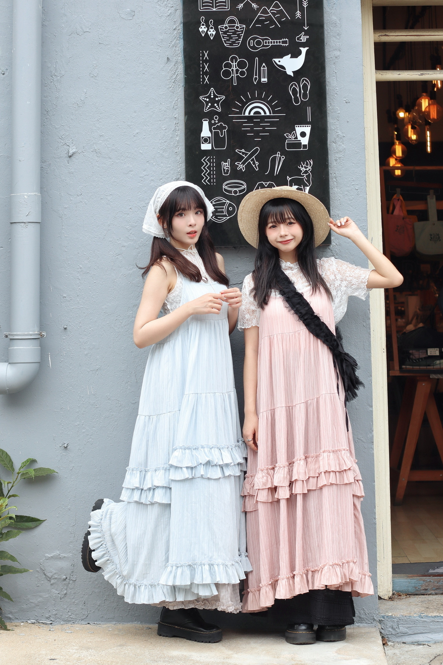 【⊹˚.𝗡𝗦 𝗠𝗮𝗱𝗲‧⁺  獨家色】 Double ruffles layers OPS 兩色入