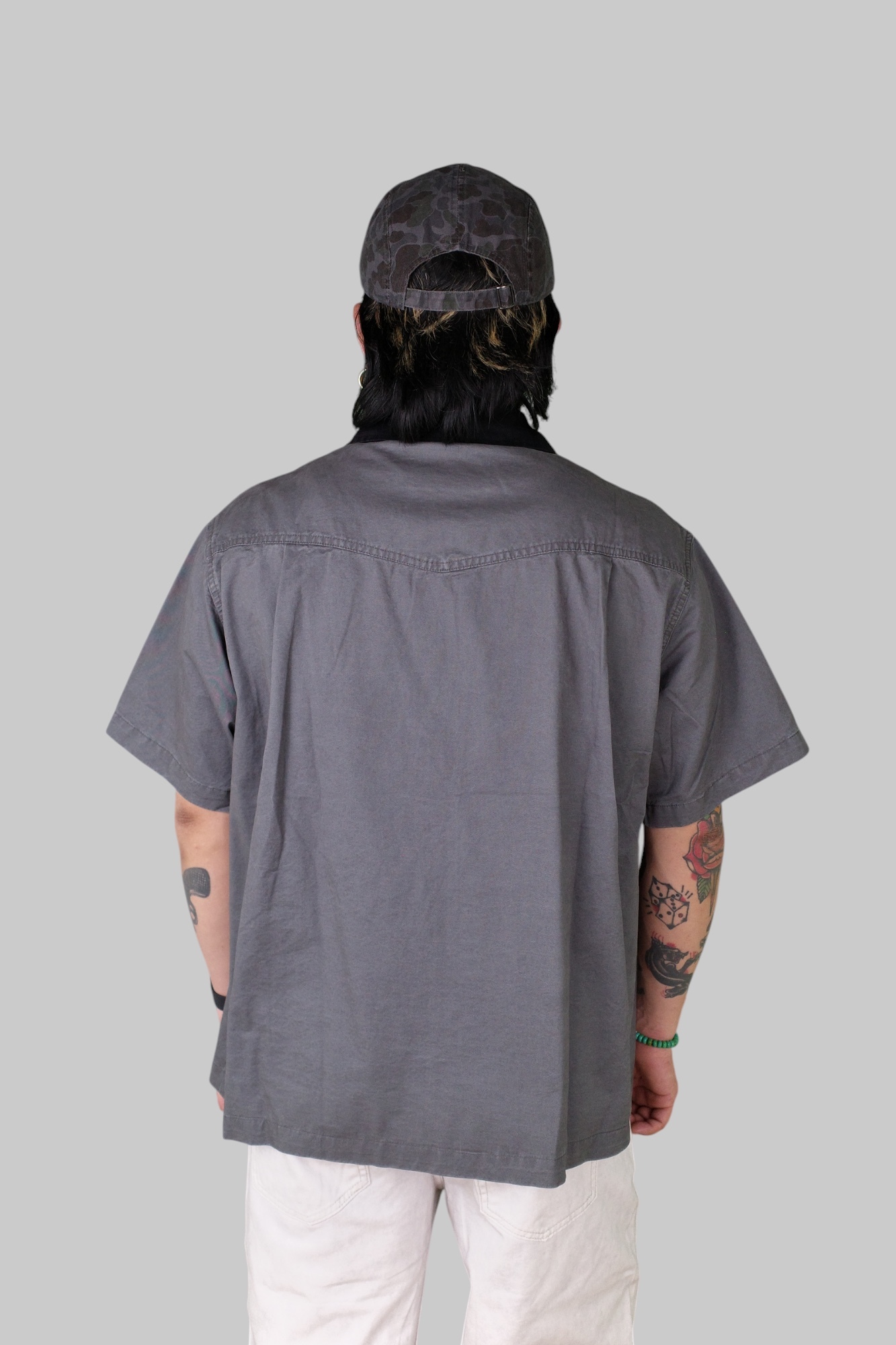 『Always_Good』撞色領 Cleanfit 水洗 工裝 拉鍊 短袖襯衫