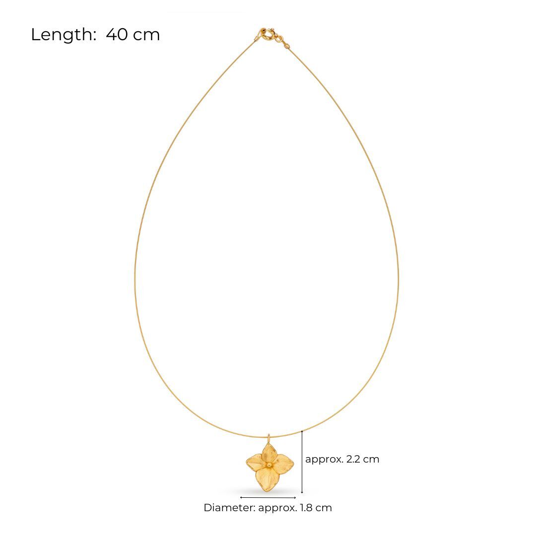 1TA0524-089 THALLO Petals Hydrangea Pendant Steelwire 24K Gold Vermeil on Sterling Silver #s725b (A-SK-E)