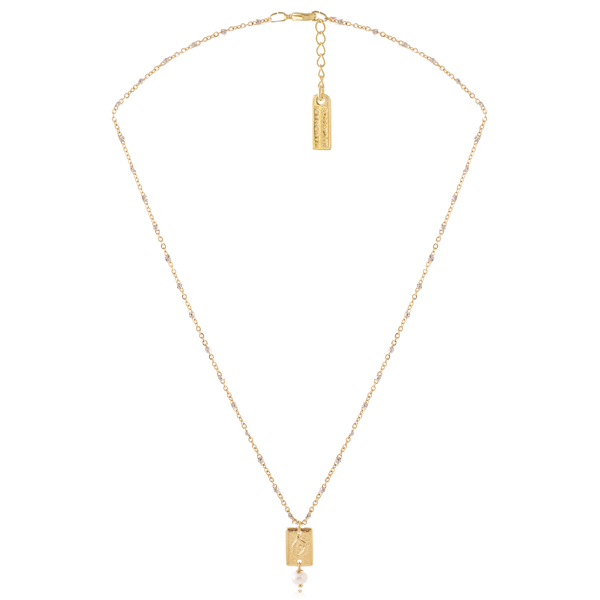 1AB0531-251 ANGELO BARRETA Eye & Pearl Necklace Glitter #N6606/3_Glitter (A-EU-E)