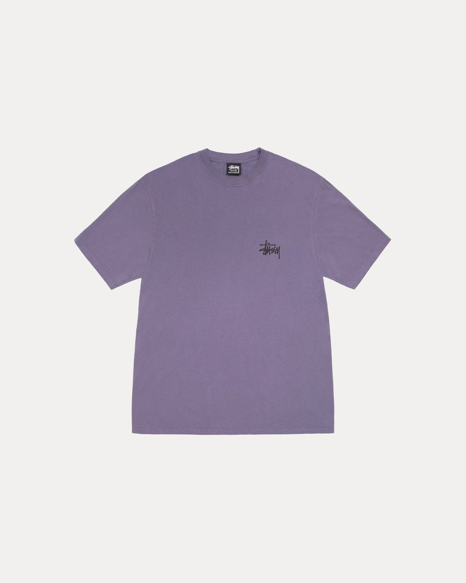 STUSSY BASIC PIG DYED 基本款 黑色字體Logo 短袖 T 紫色