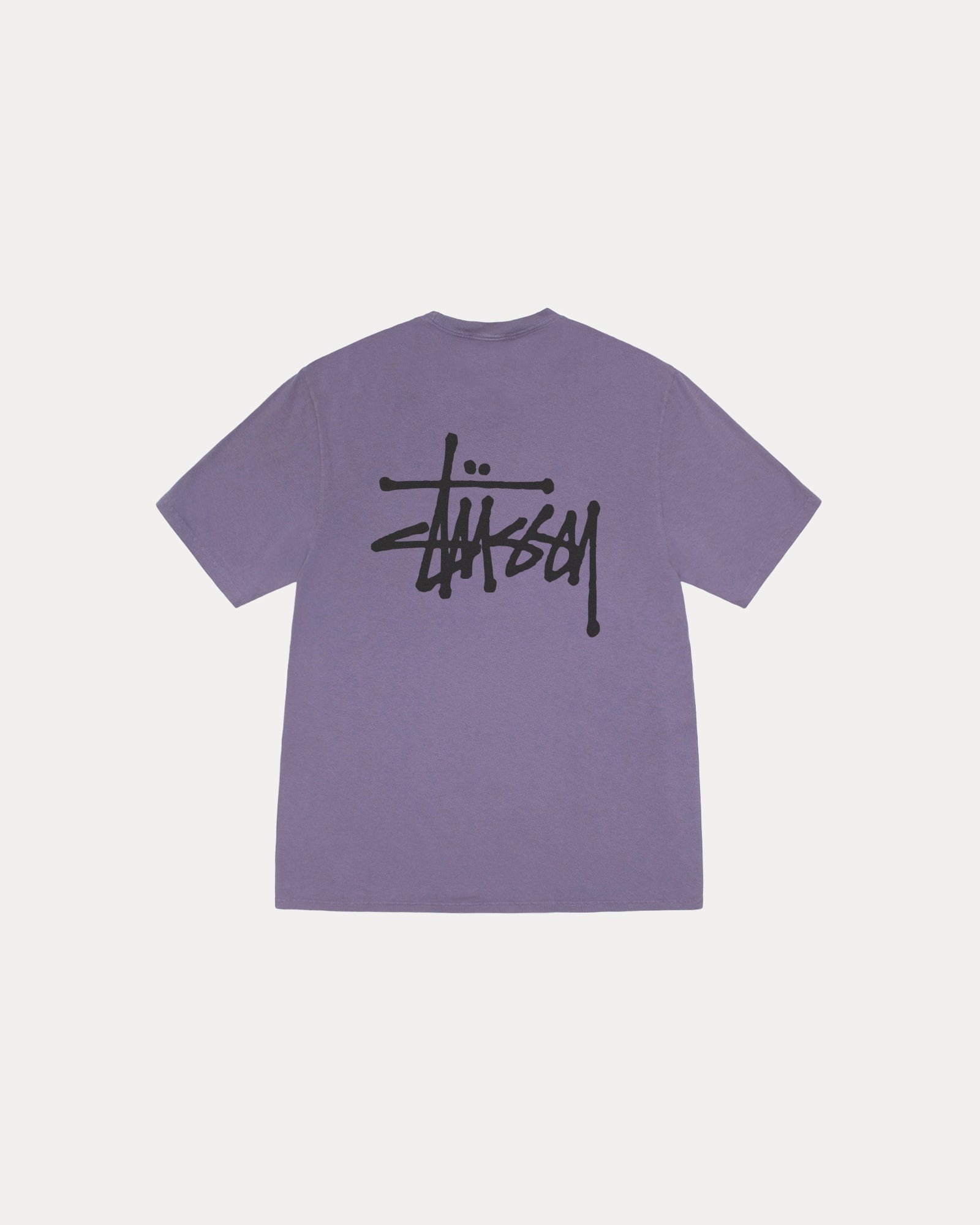 STUSSY BASIC PIG DYED 基本款 黑色字體Logo 短袖 T 紫色