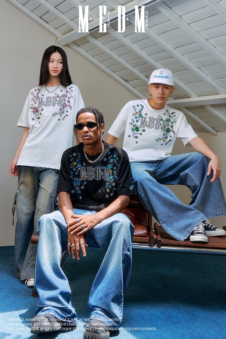 MEDM 排列花叢 刺繡 短袖 T